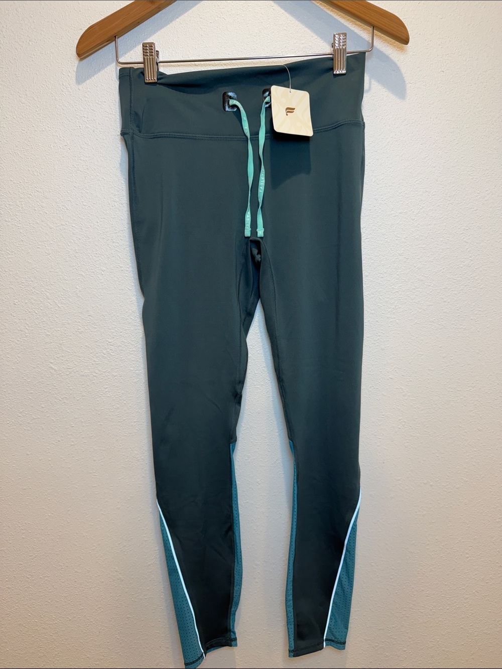 Teal & Aqua Athletic Leggings with Drawstring